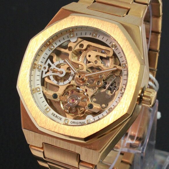 Men's Integrated Bracelet Sports Watch  Automatic See Through Dial, Back 41mm - Picture 10 of 15